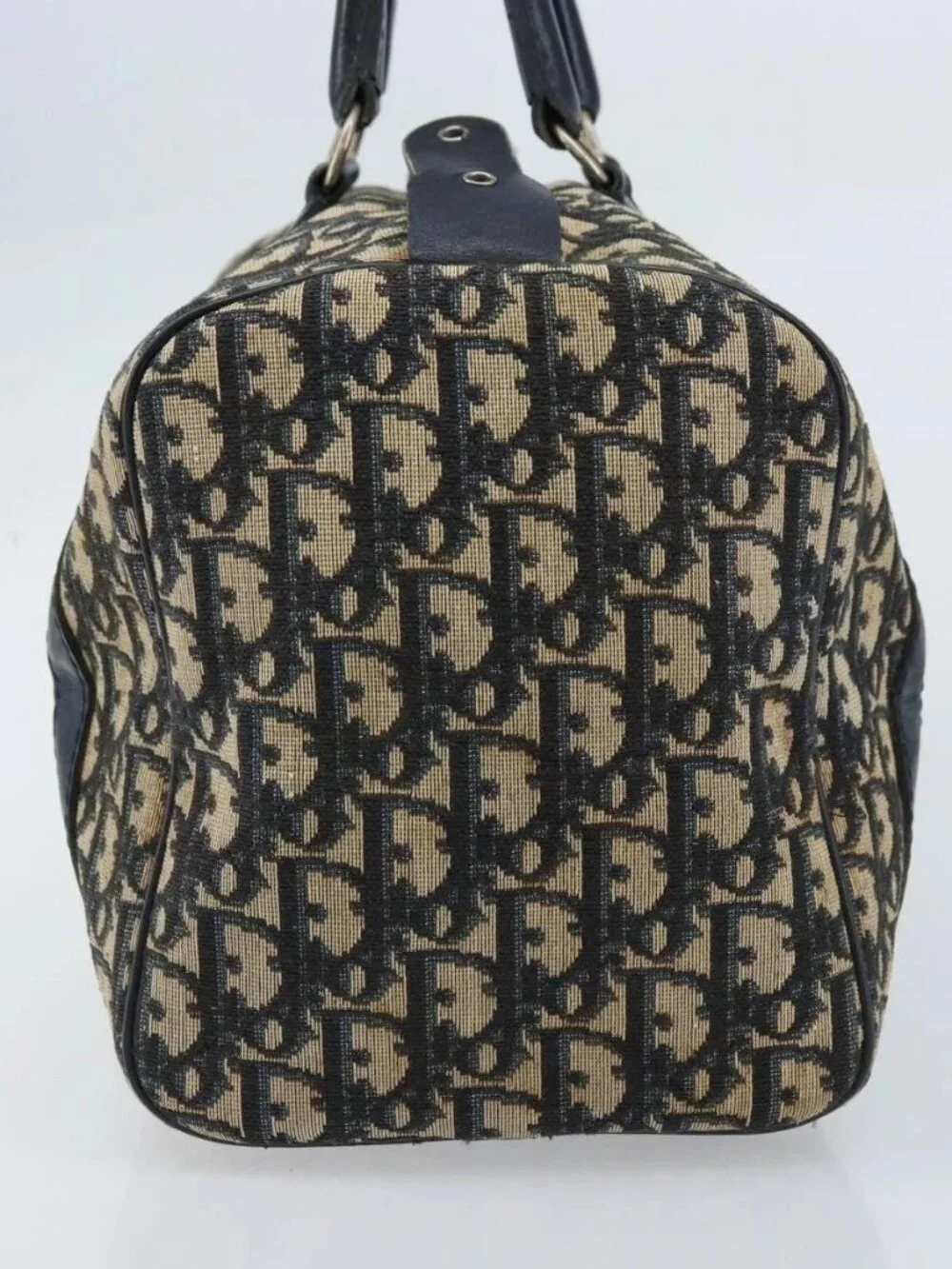 Christian Dior Trotter Canvas Boston Bag Navy Silver Auth ARZ339 - Picture 6 of 16